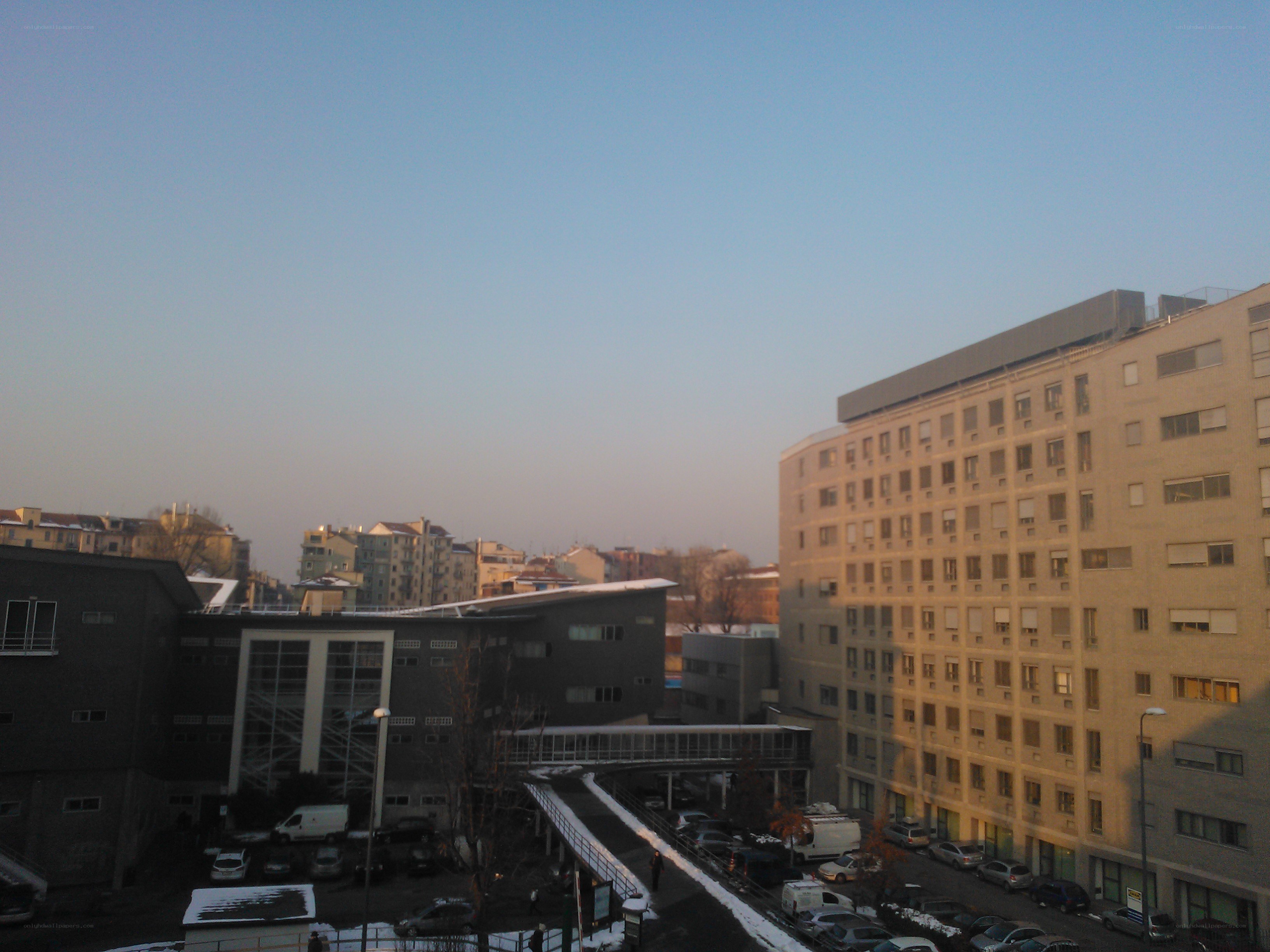 Urban buildings at dusk