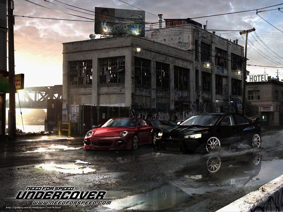 Urban car chase scene