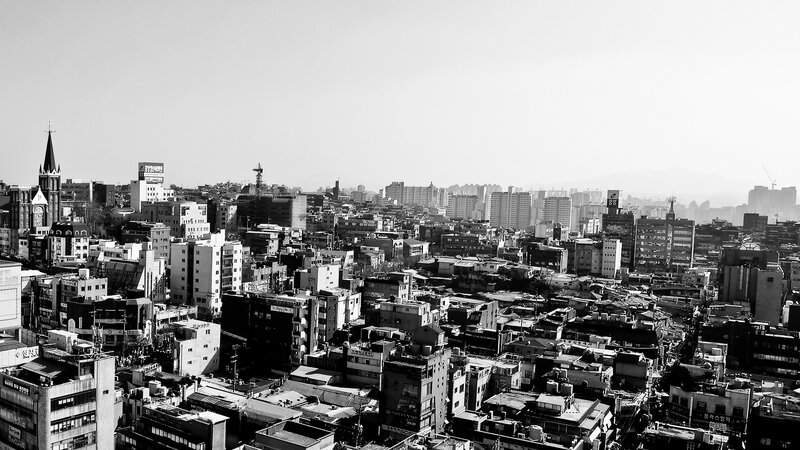urban cityscape in black and white
