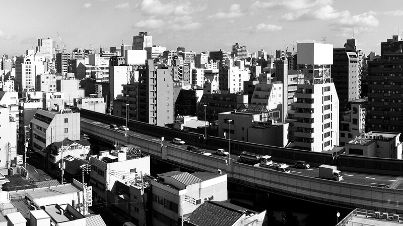 urban cityscape in black and white