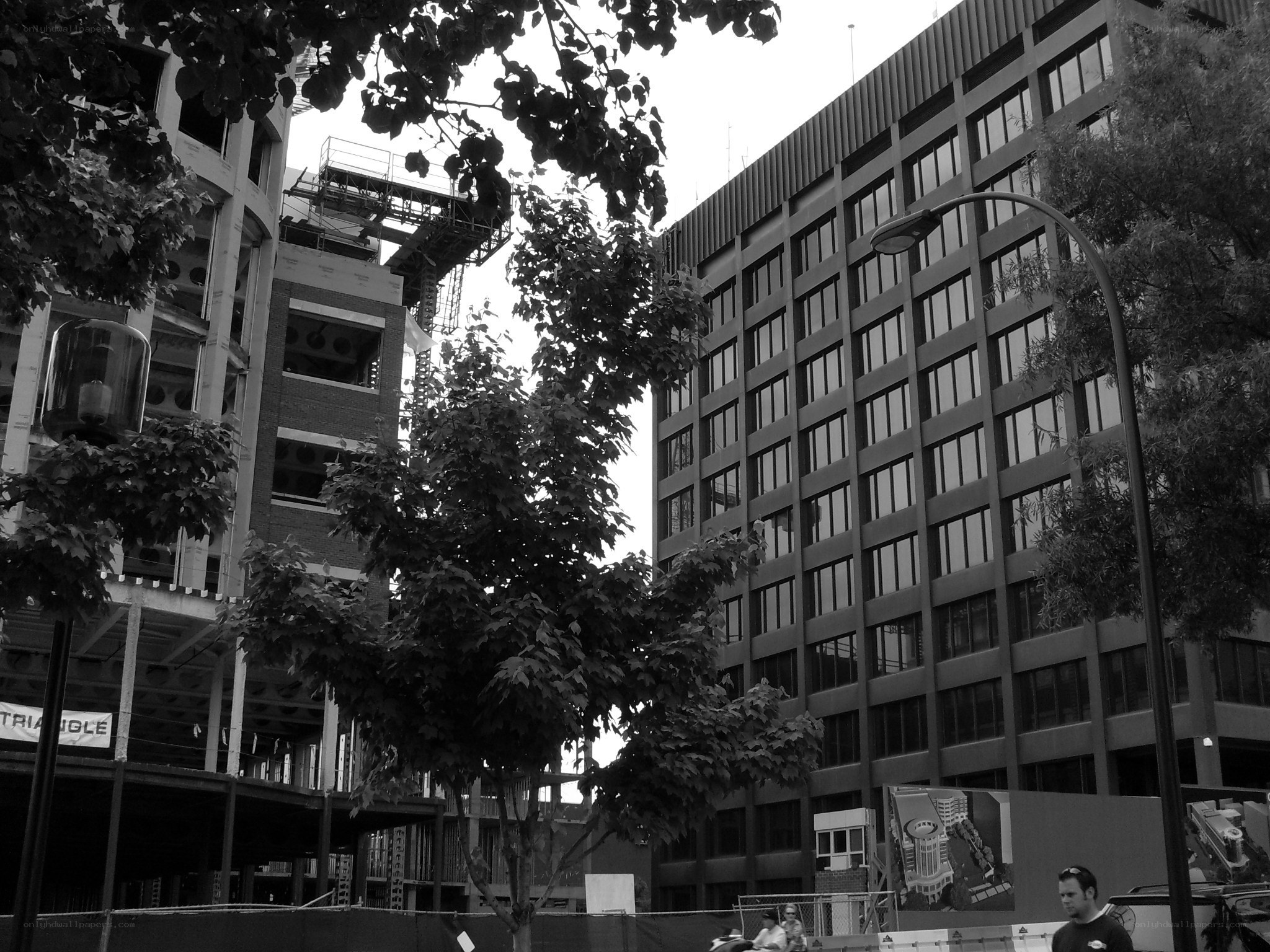 Urban construction site with buildings