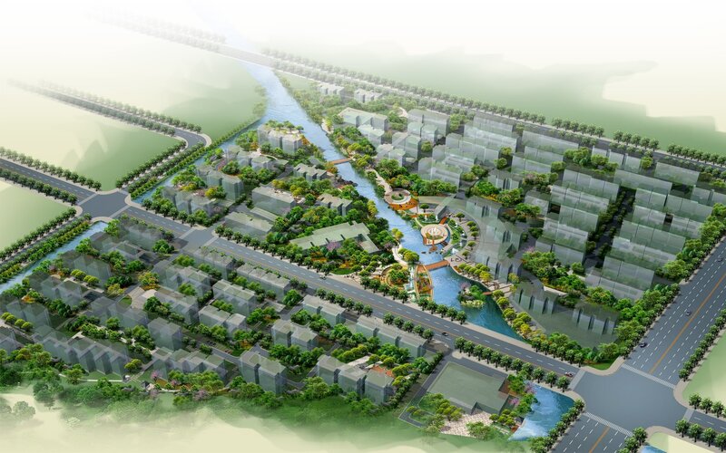 Urban development with river park