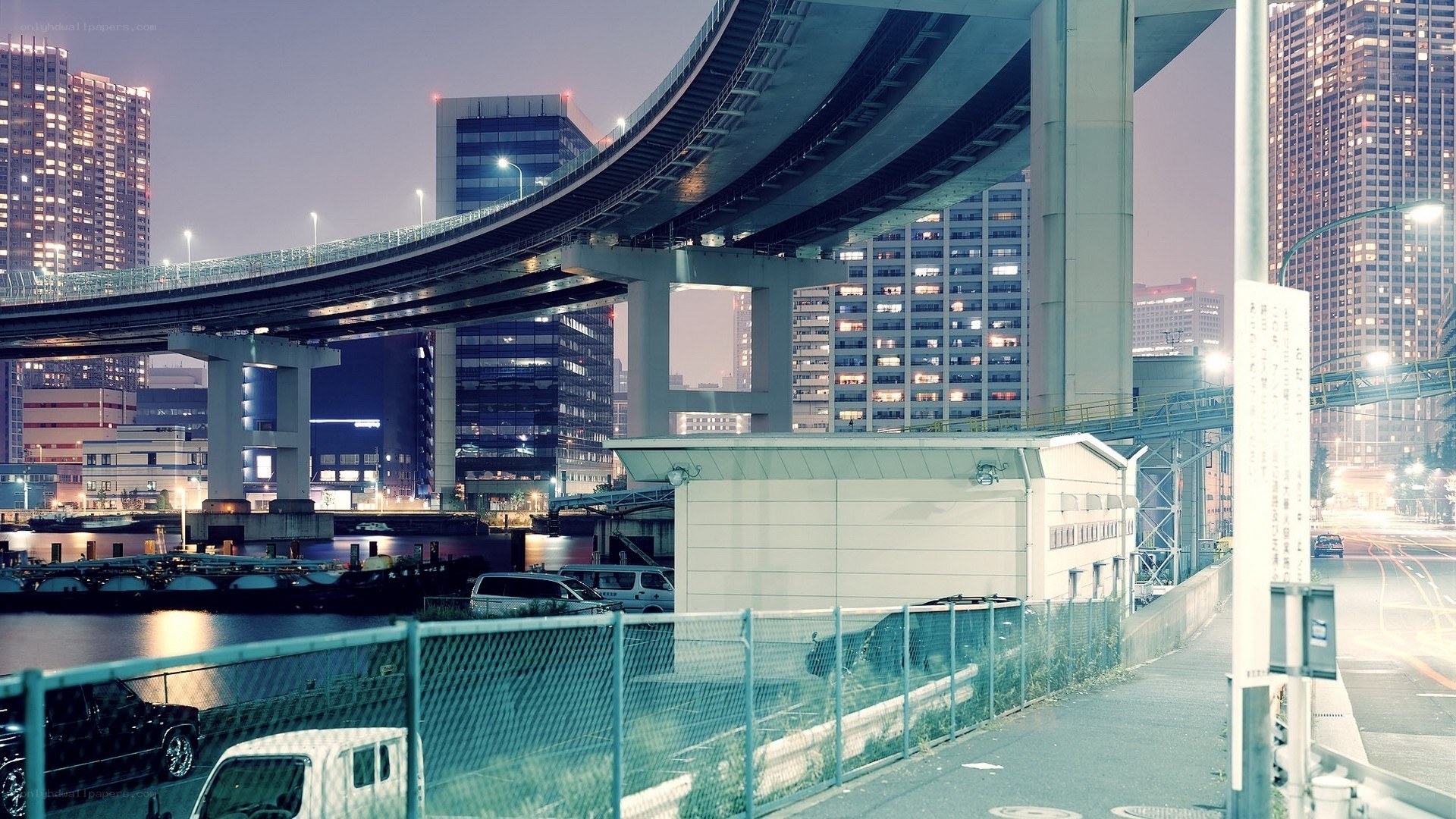 Urban highway at dusk