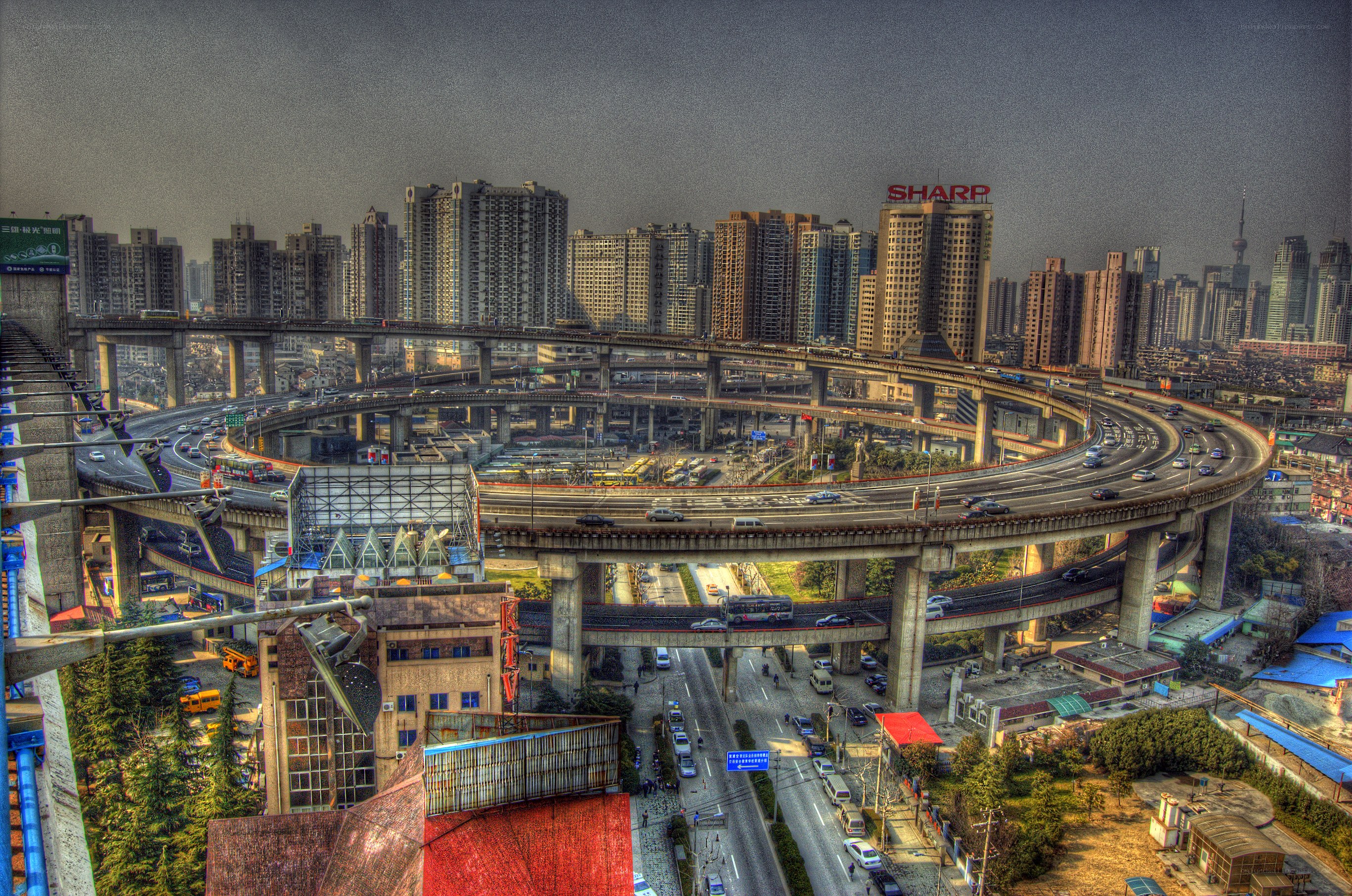 Urban highway interchange in Shanghai
