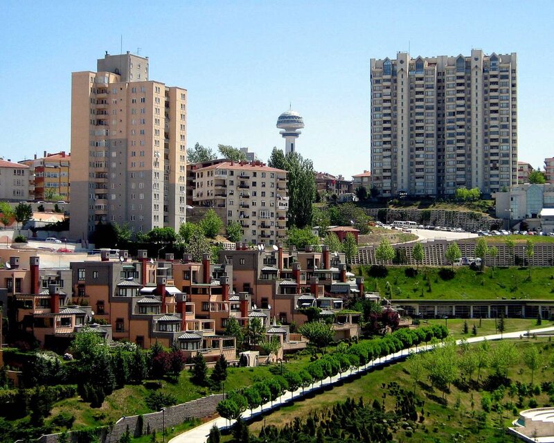 Urban landscape with residential buildings