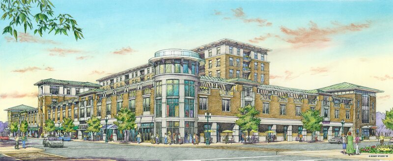 Urban mixed-use building rendering