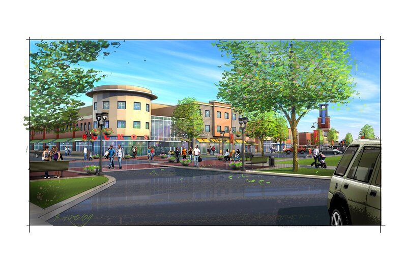 Urban plaza rendering