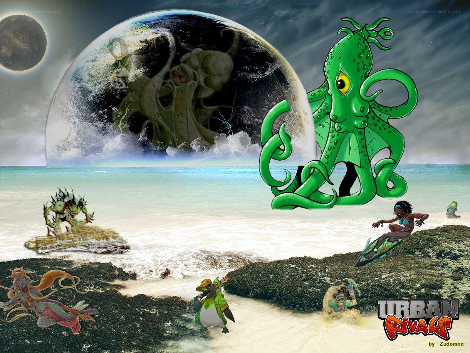 Urban Rivals monster beach scene