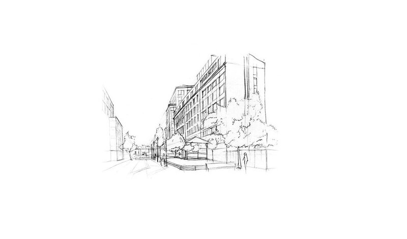 urban sketch of city street