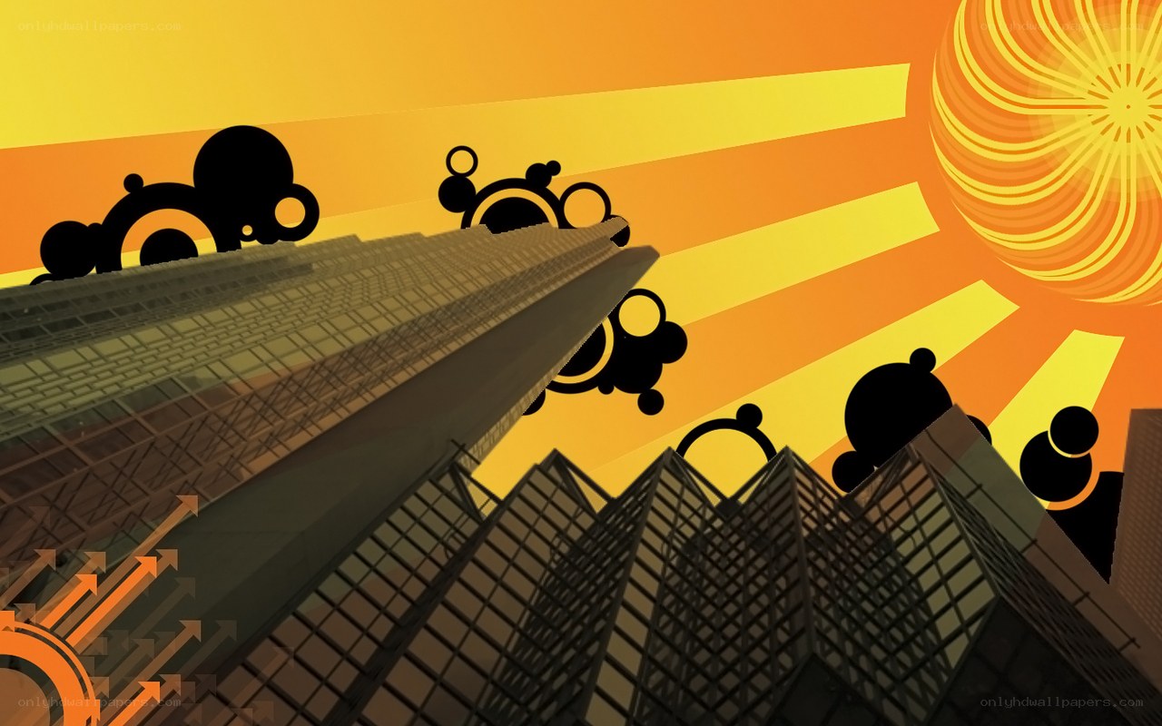 Urban skyline at sunset