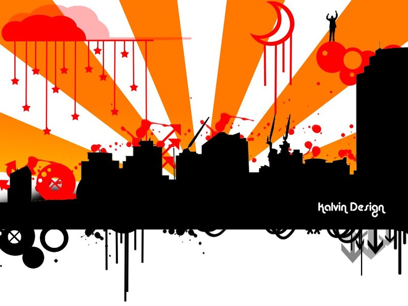 urban skyline with abstract elements