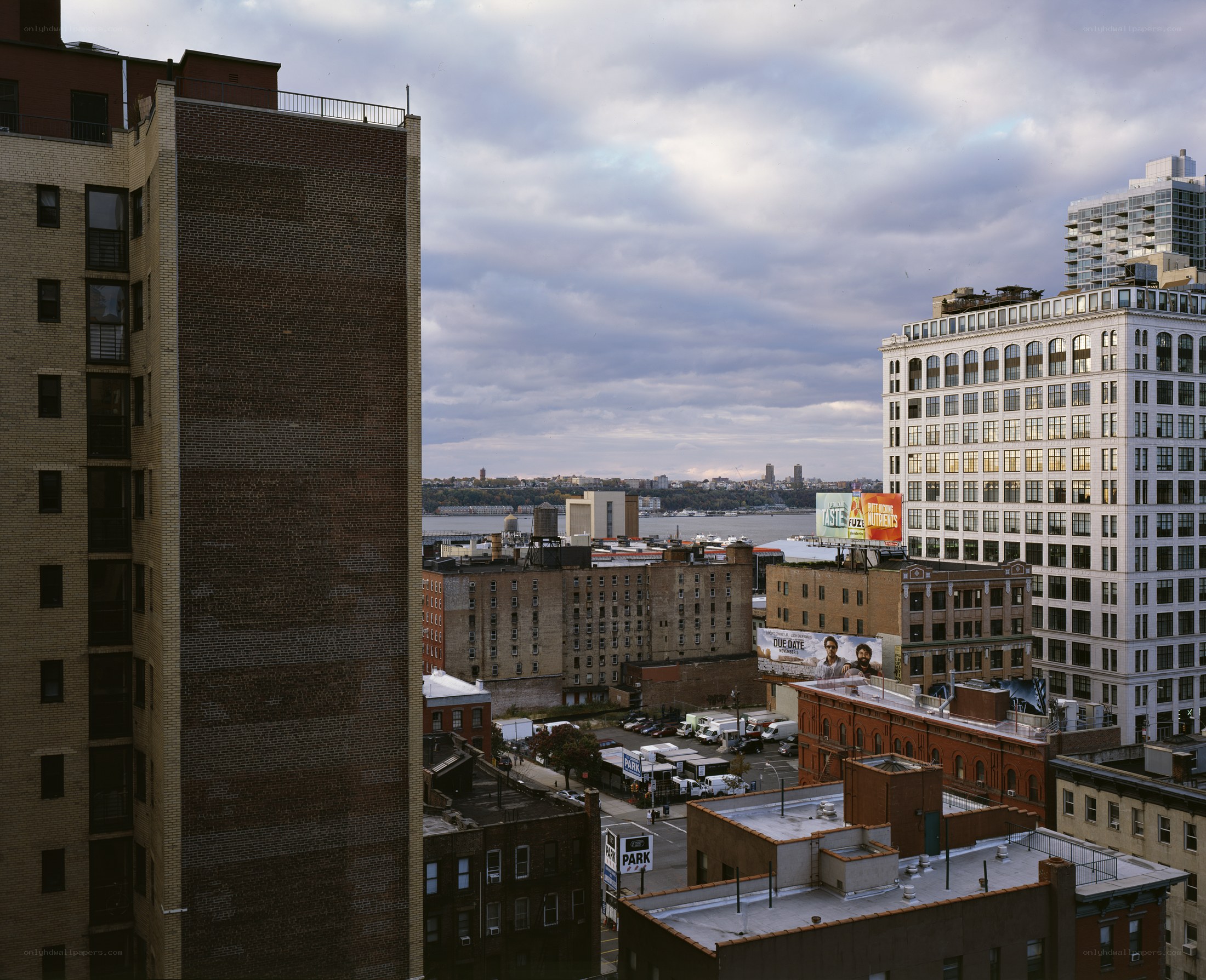 Urban skyline with river view