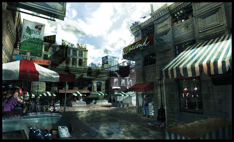 urban street market scene