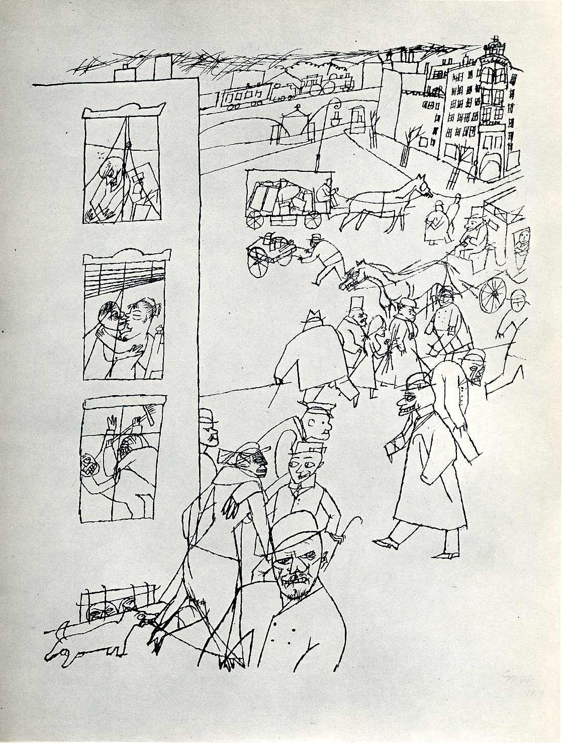 Urban Street Scene Drawing