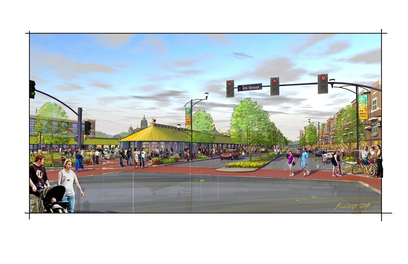 Urban street scene rendering