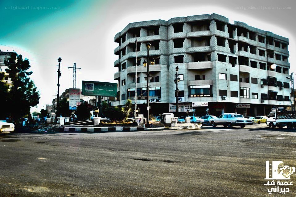Urban street scene with building