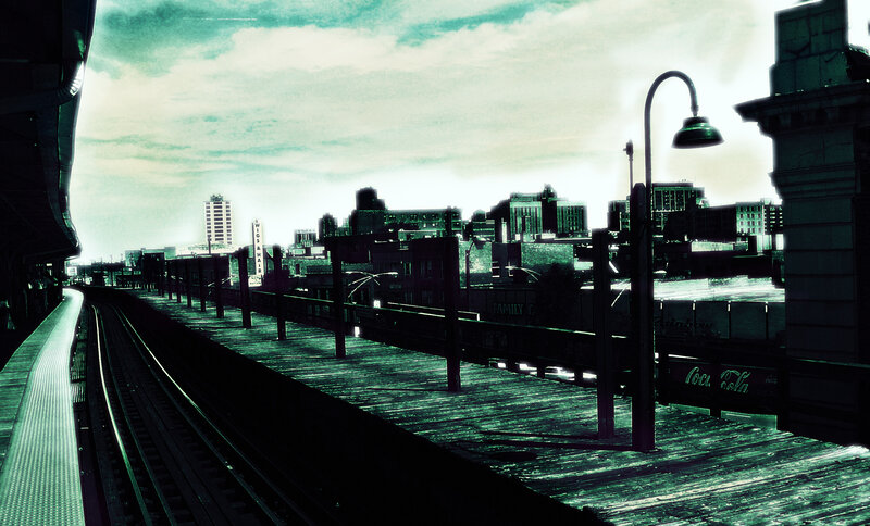 Urban train station view
