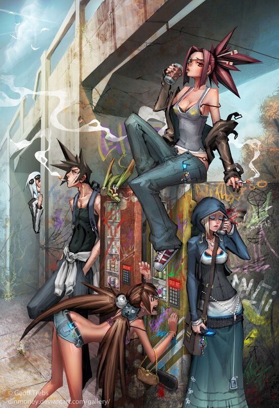 Urban youth with vending machine