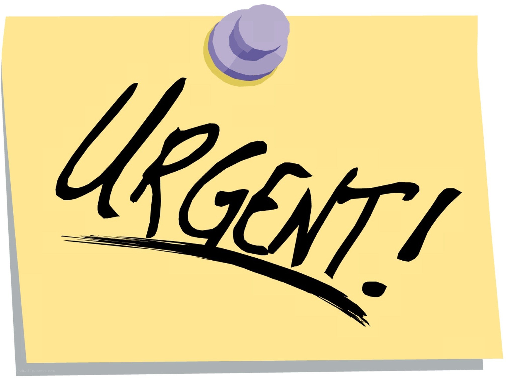urgent note on yellow paper