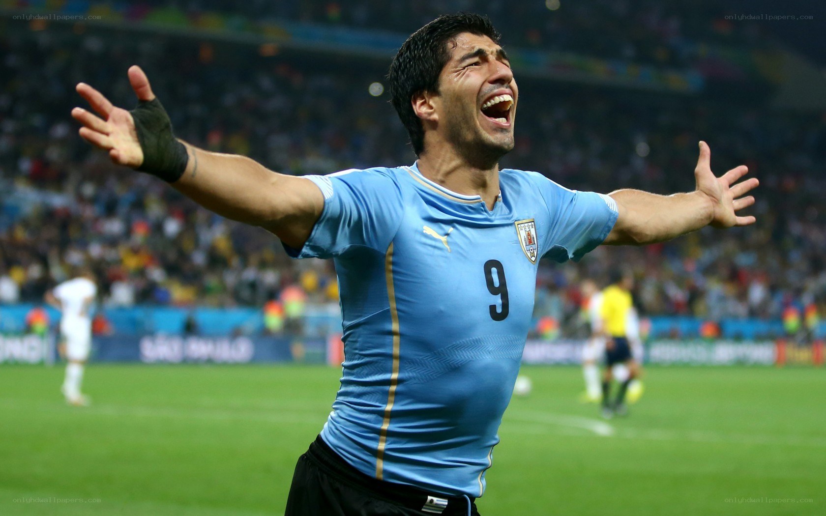 Uruguay player celebrates goal