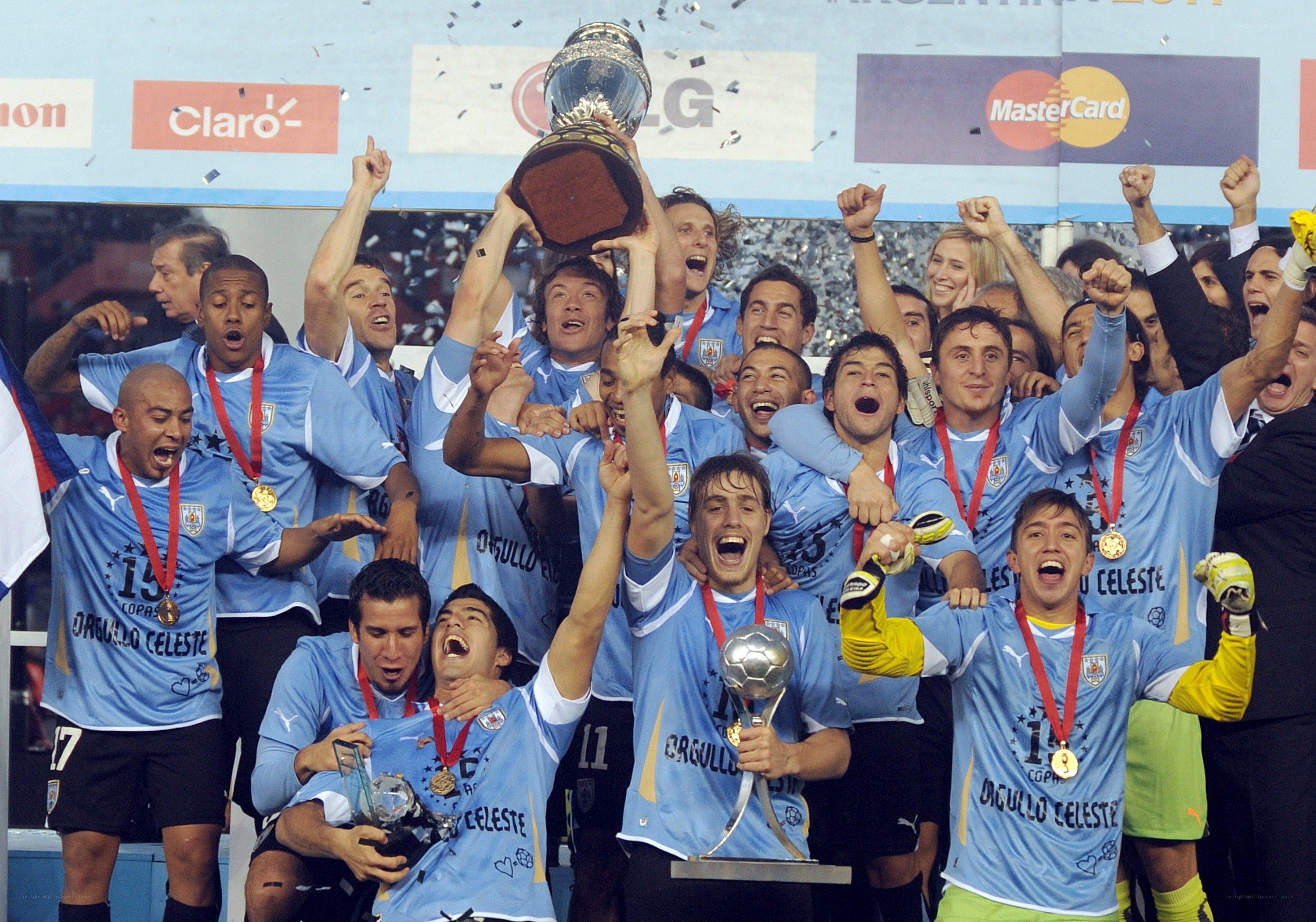 Uruguay team celebrates victory