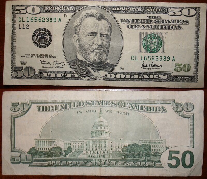 US $50 bill front and back