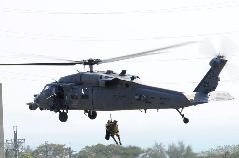US Air Force rescue helicopter in action