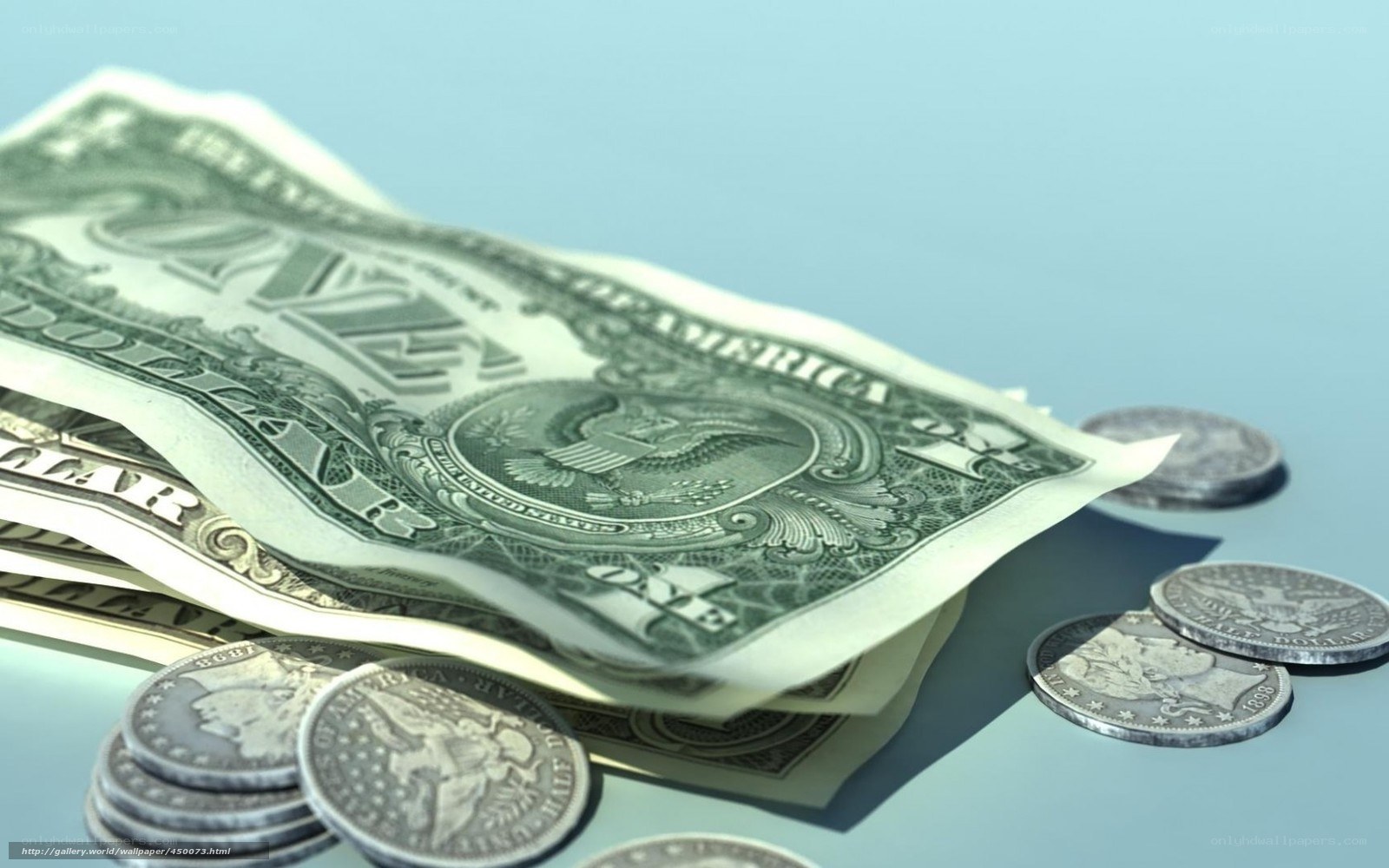 US dollar bills and coins