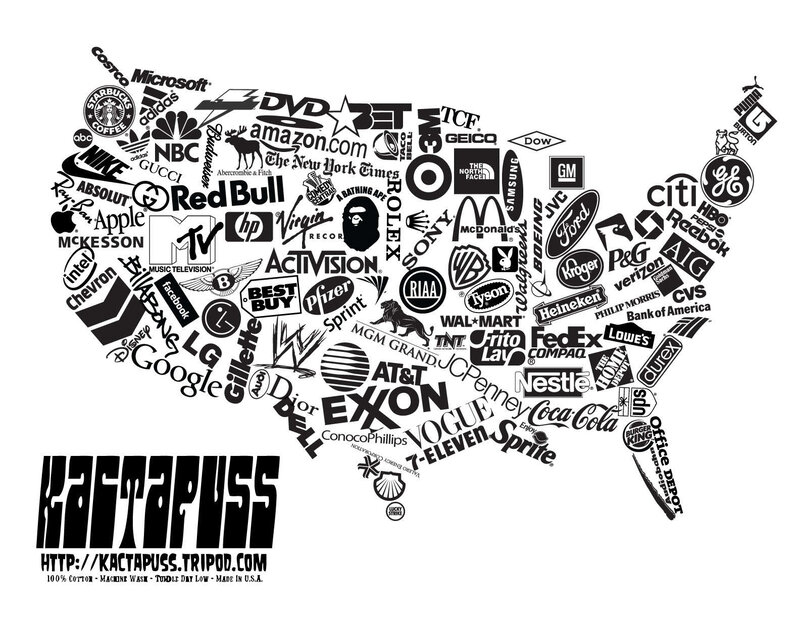 US map with brand logos