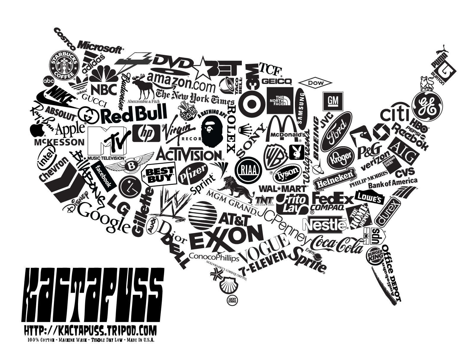 US map with brand logos