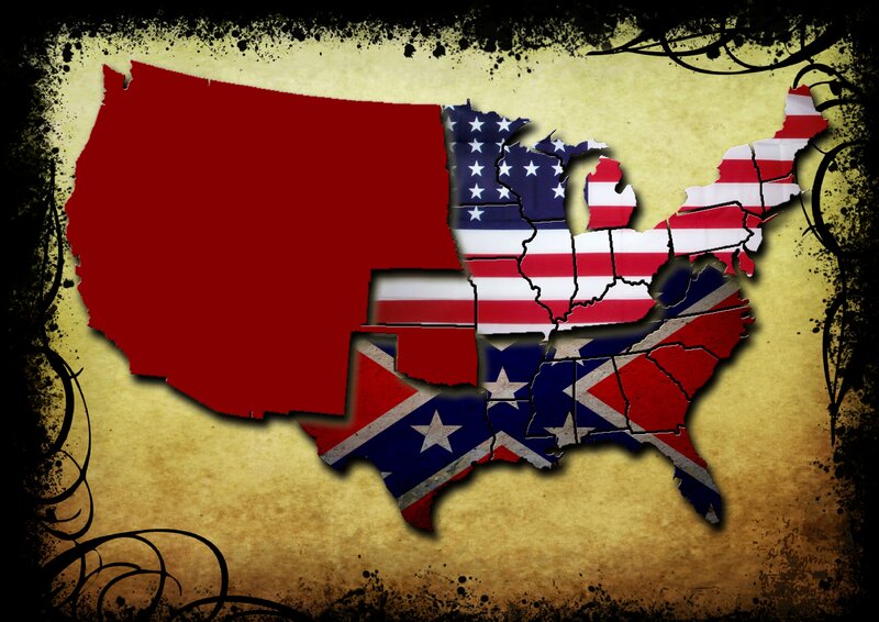 US map with flag divisions