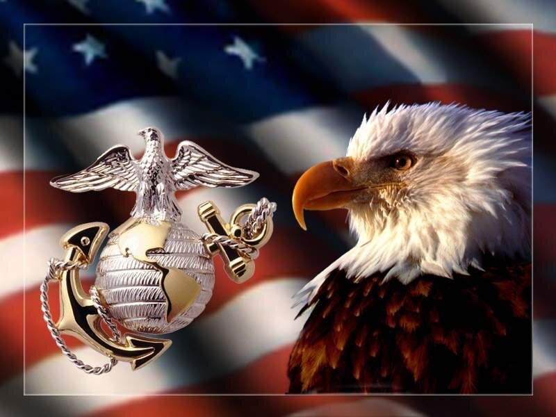 US Marine Corps emblem and bald eagle