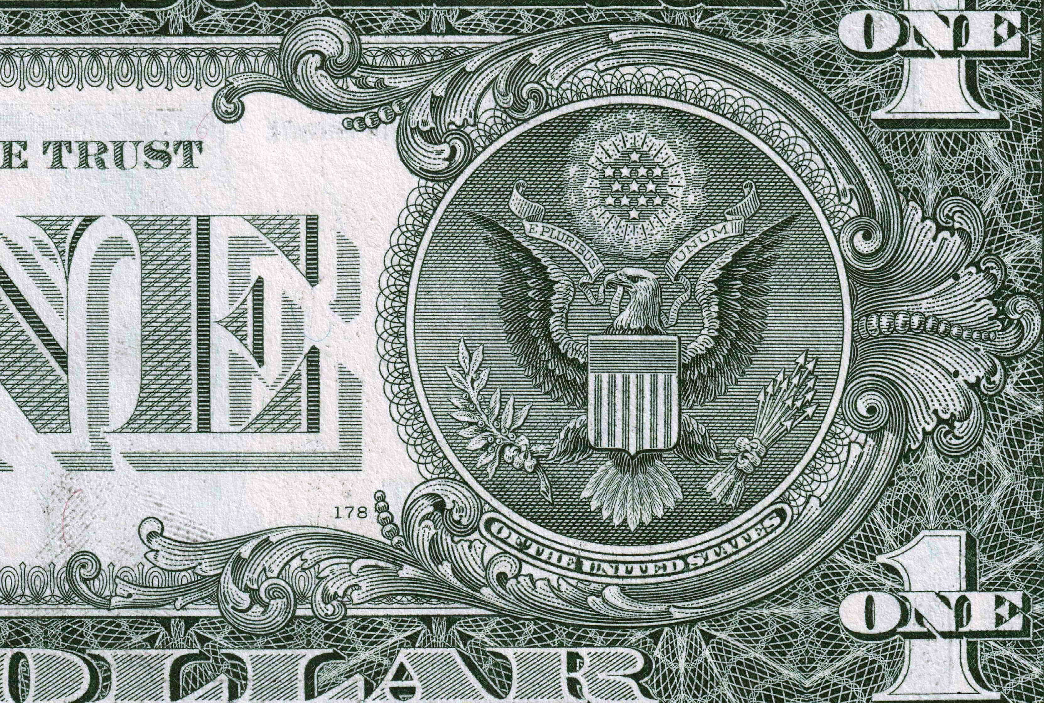 US one-dollar bill back