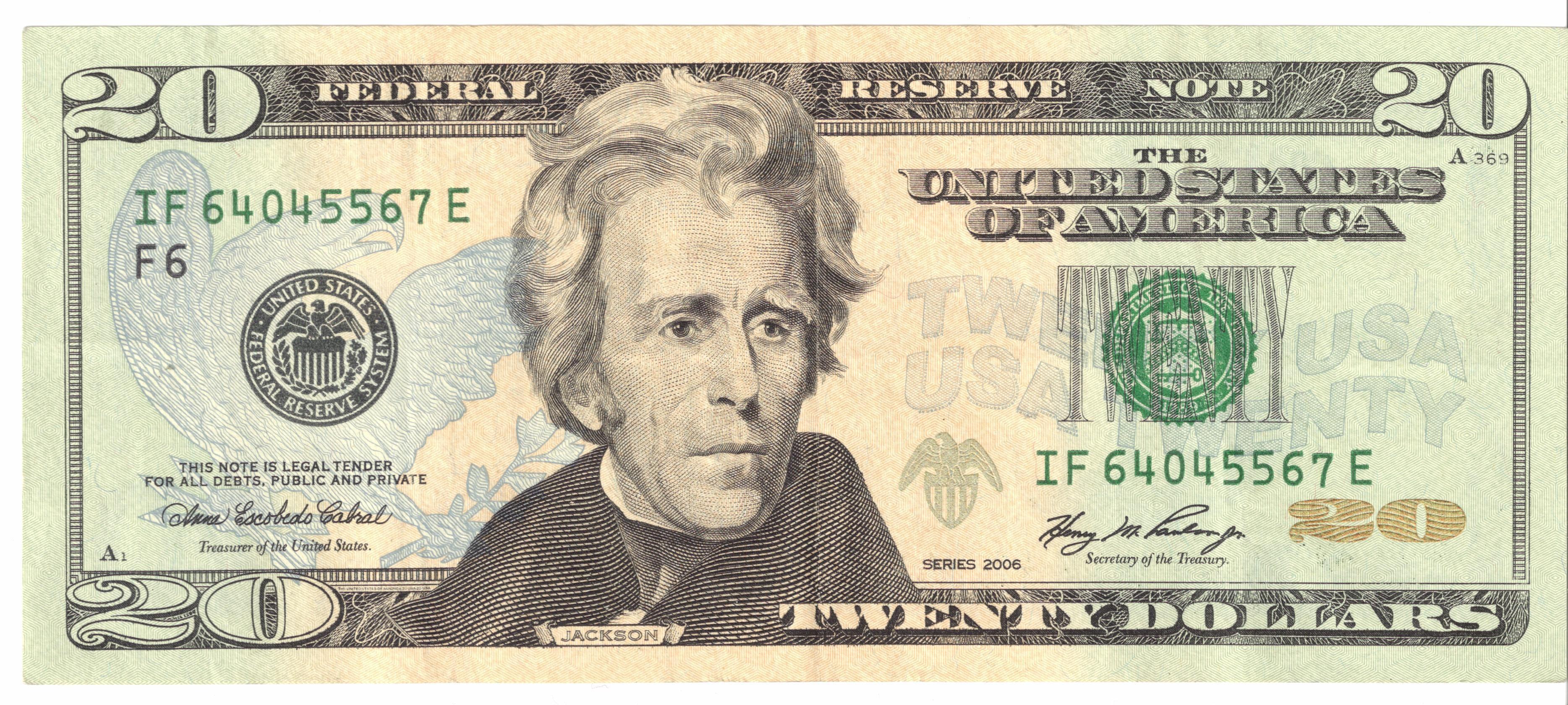 US twenty-dollar bill