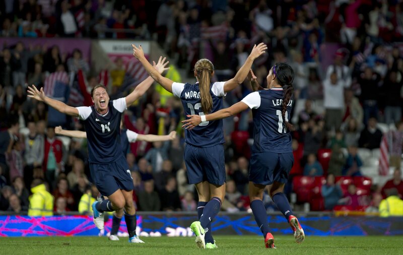 US women's soccer team celebrates