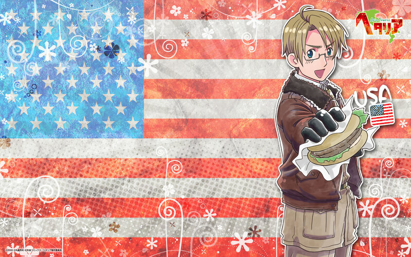 USA character with burger