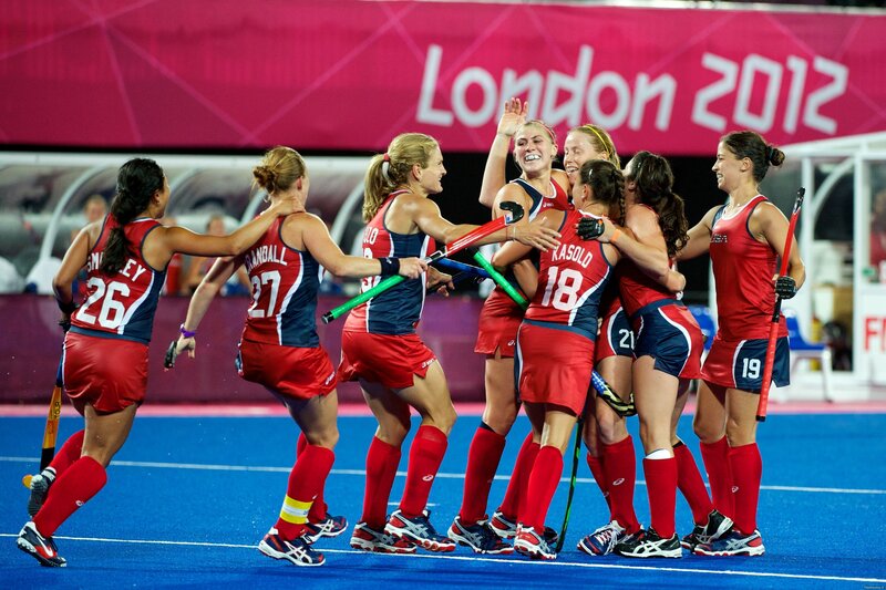 USA field hockey team celebrates