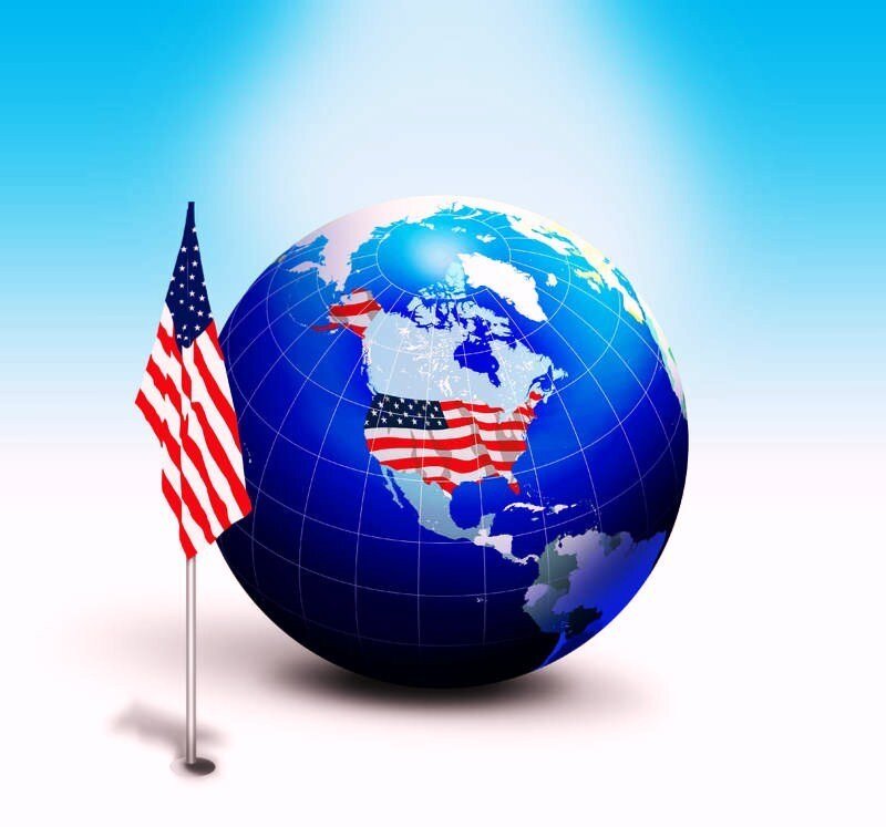 USA flag and globe