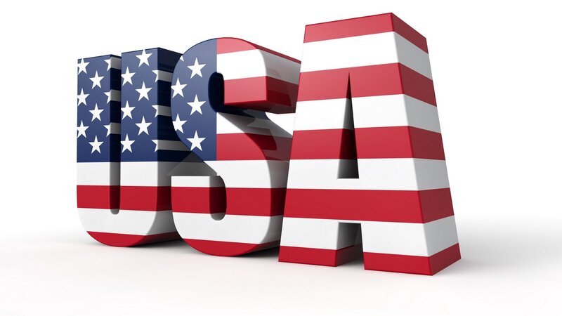 USA Letters with Flag Design — Red