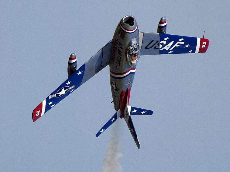 USAF jet performing aerobatics