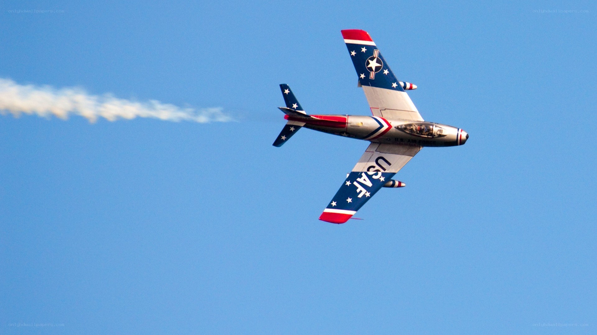 USAF jet performing aerobatics
