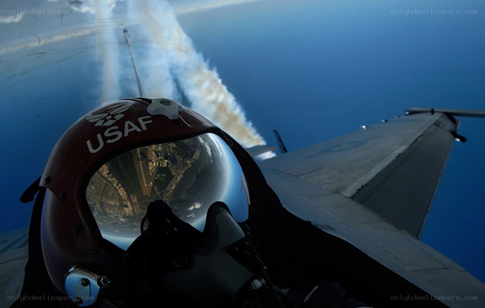 USAF pilot in cockpit