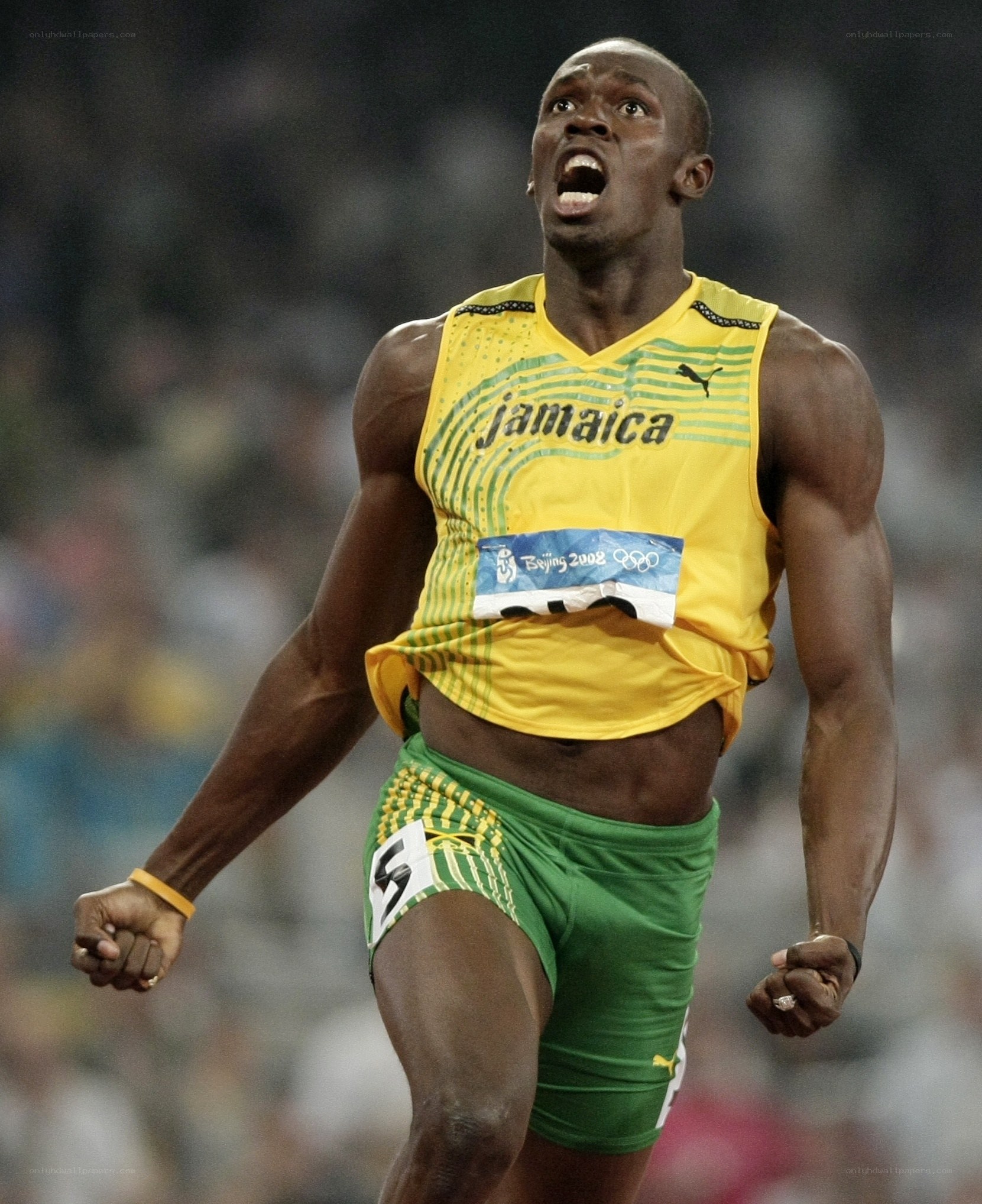 Usain Bolt celebrating victory