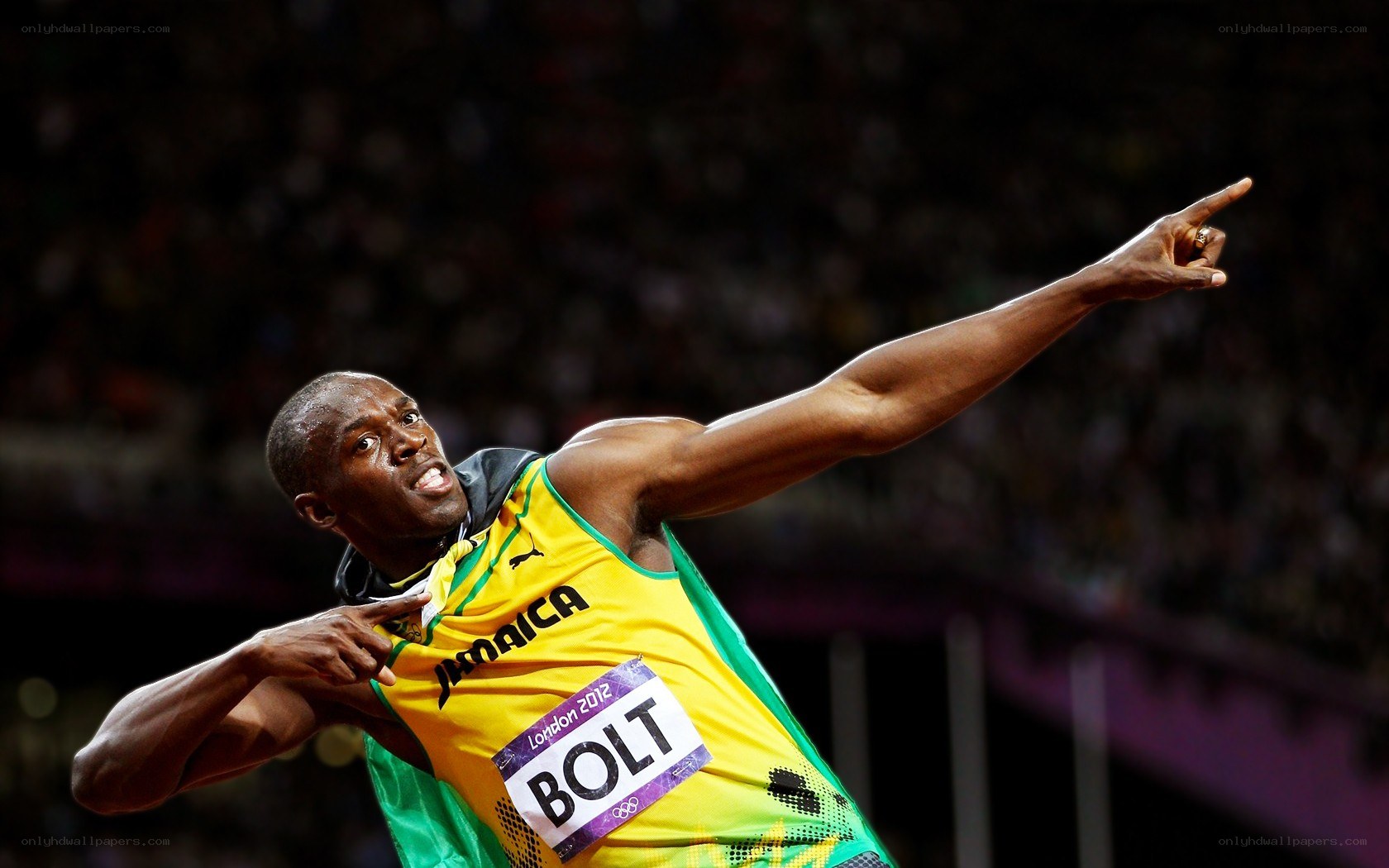 Usain Bolt celebrating victory