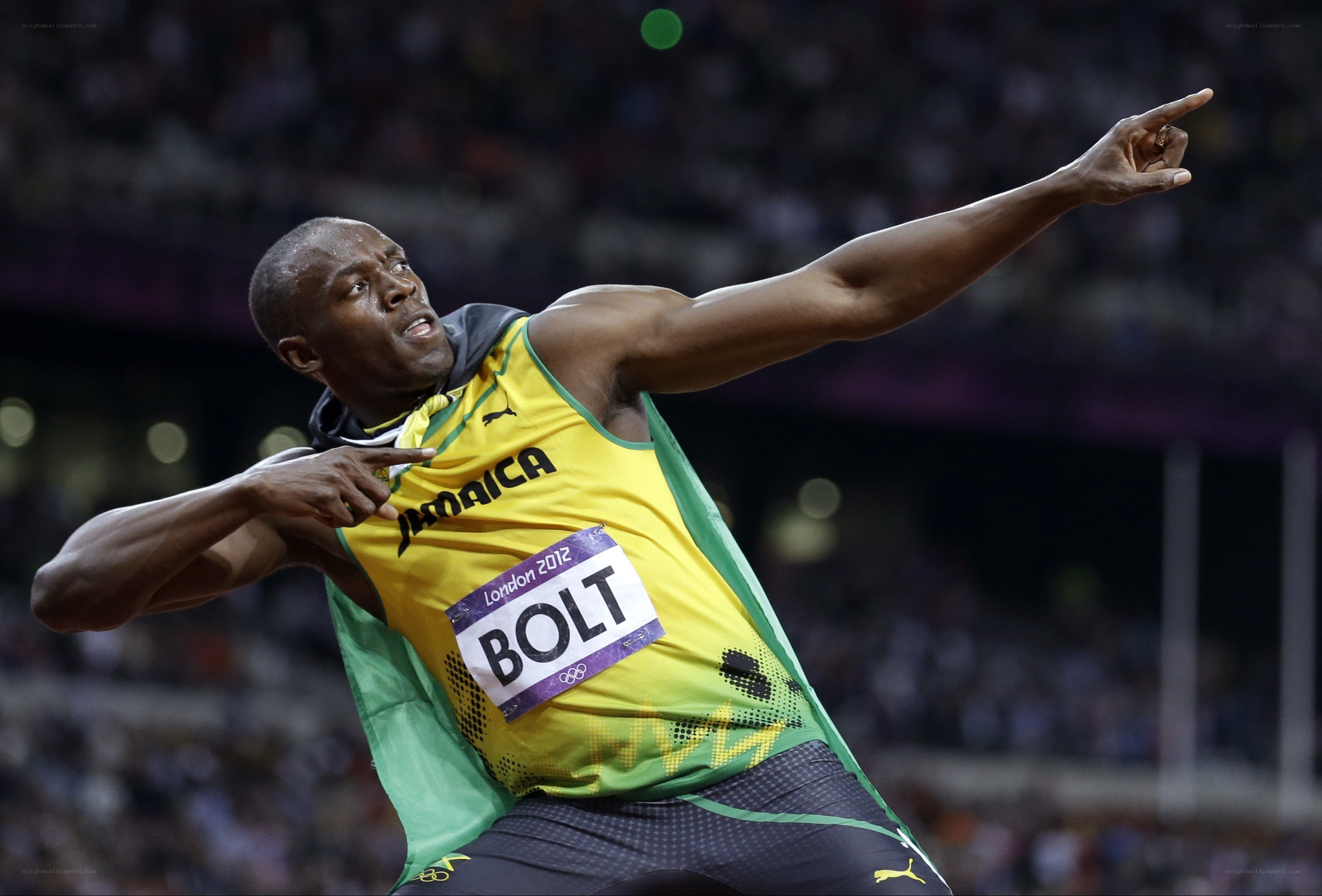 Usain Bolt celebrating victory