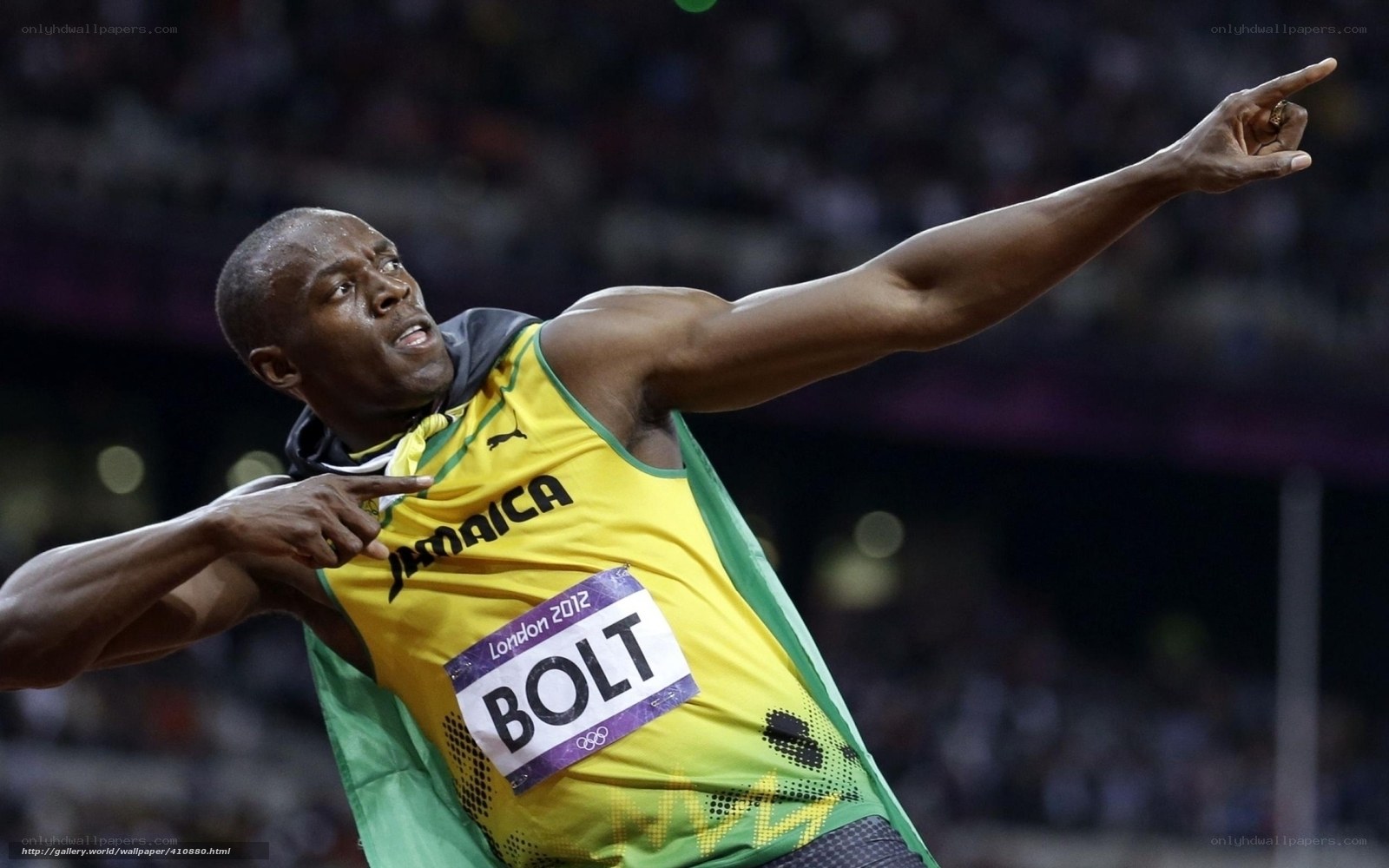 Usain Bolt celebrating victory