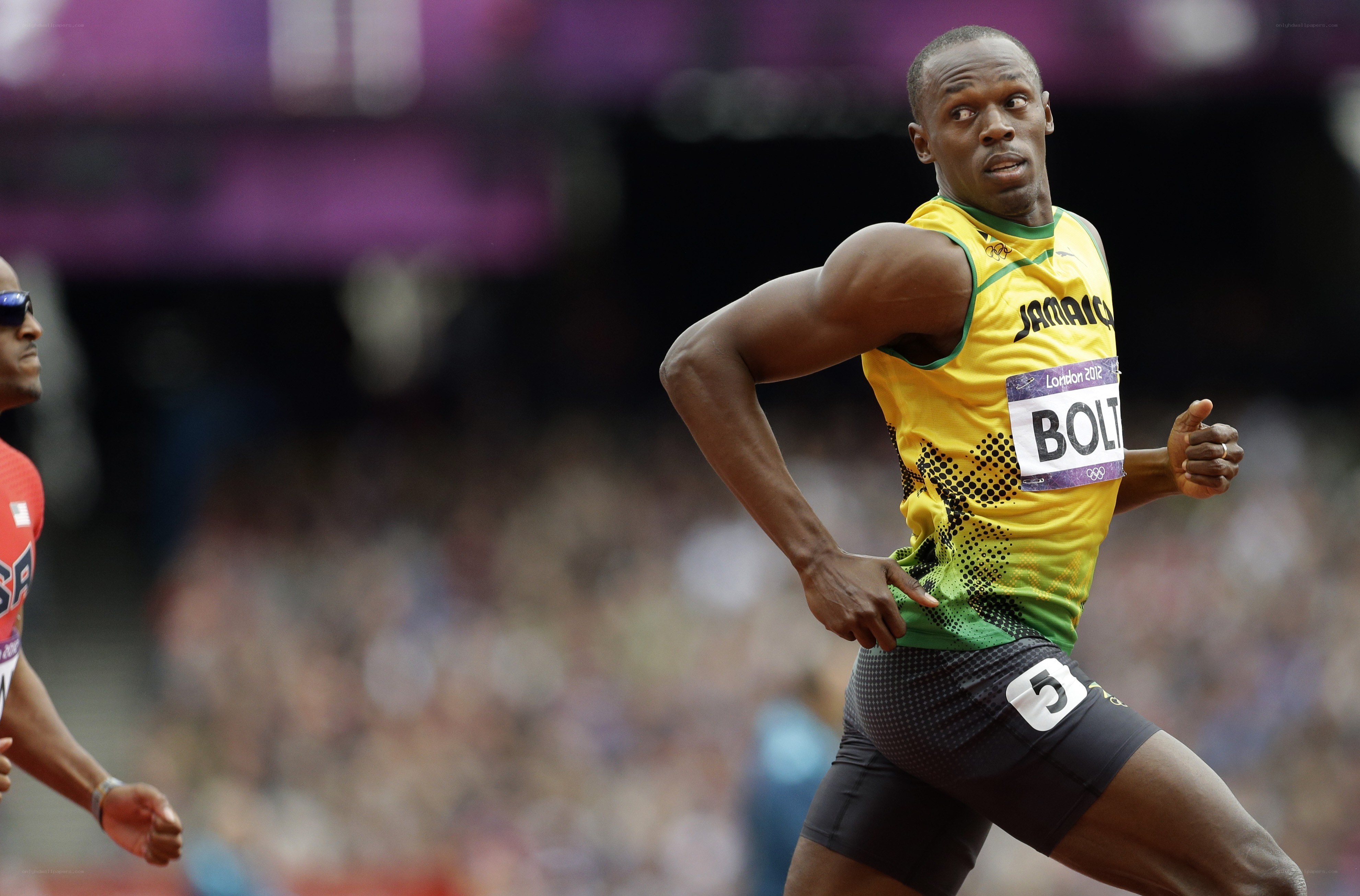 Usain Bolt running in London
