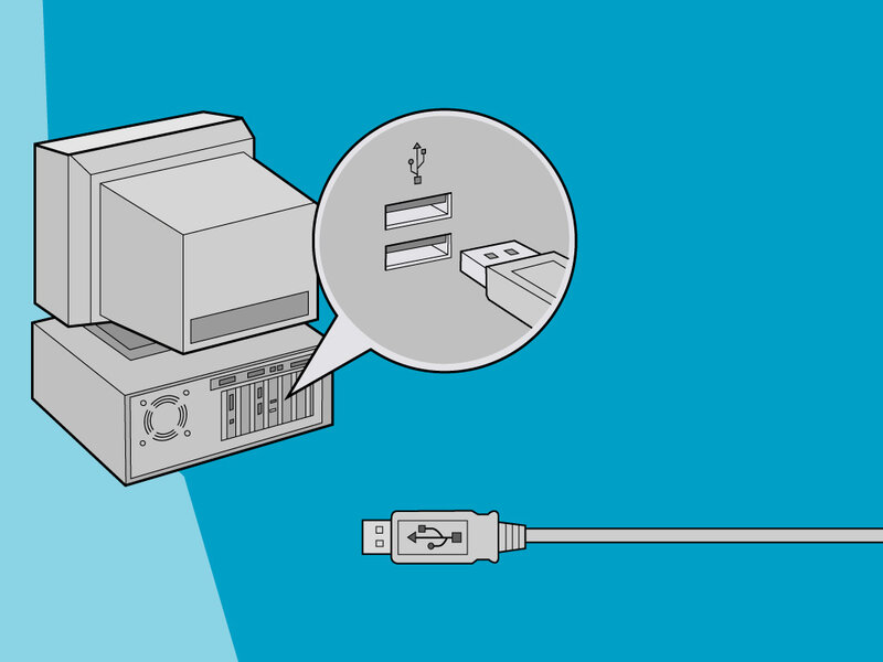 USB cable connecting to computer