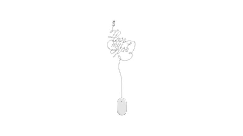 USB cable shaped like text