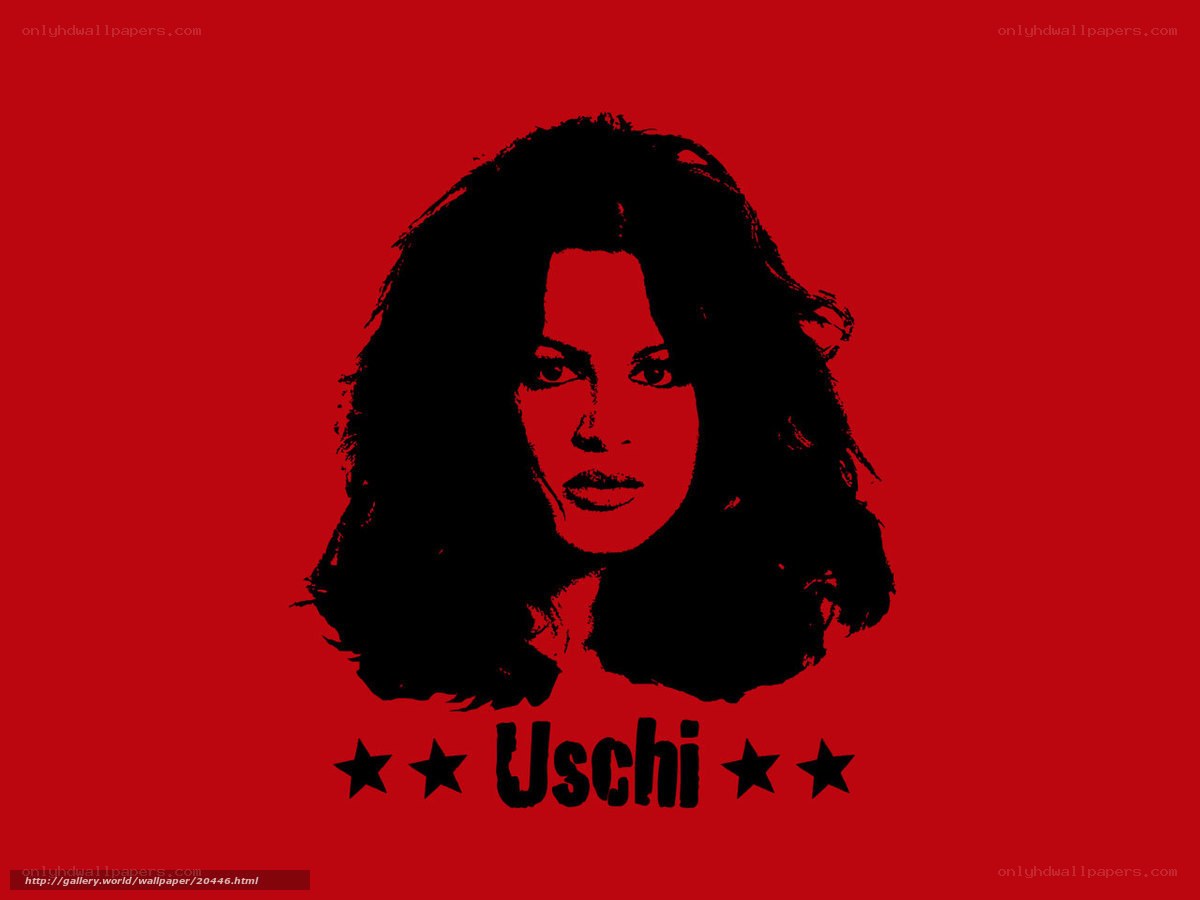 Uschi portrait on red